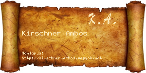 Kirschner Ambos névjegykártya
